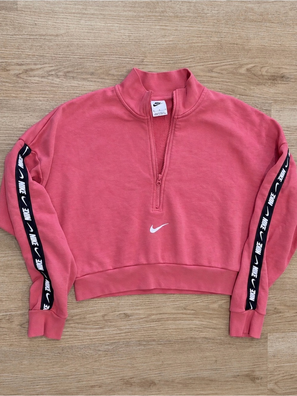 Nike Pink Coral Half-Zip Cropped Sweatshirt